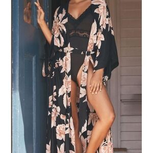 NWOT ANTHROPOLOGIE LONG SLEEVE DUSTER KIMONO ROBE PRINTED MAXI